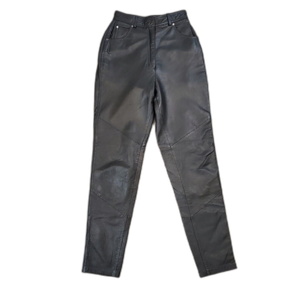 Wilsons Womens Black Leather Pants Sz 6 Biker Moto Goth